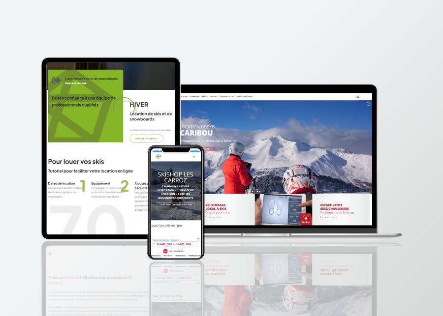 Site web magasin de ski avec module de location
