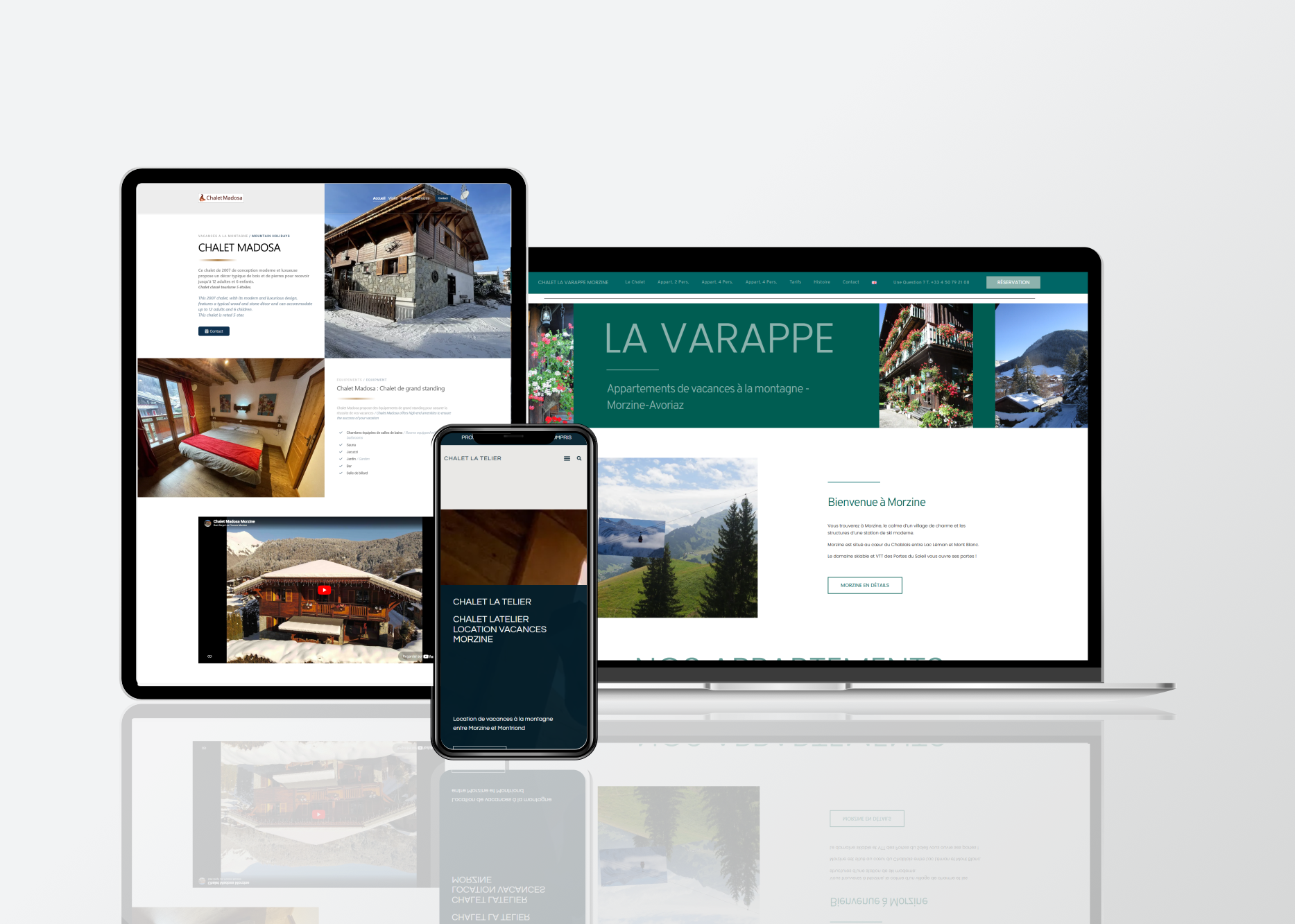 création et webdesign pour location d'appartements et chalets